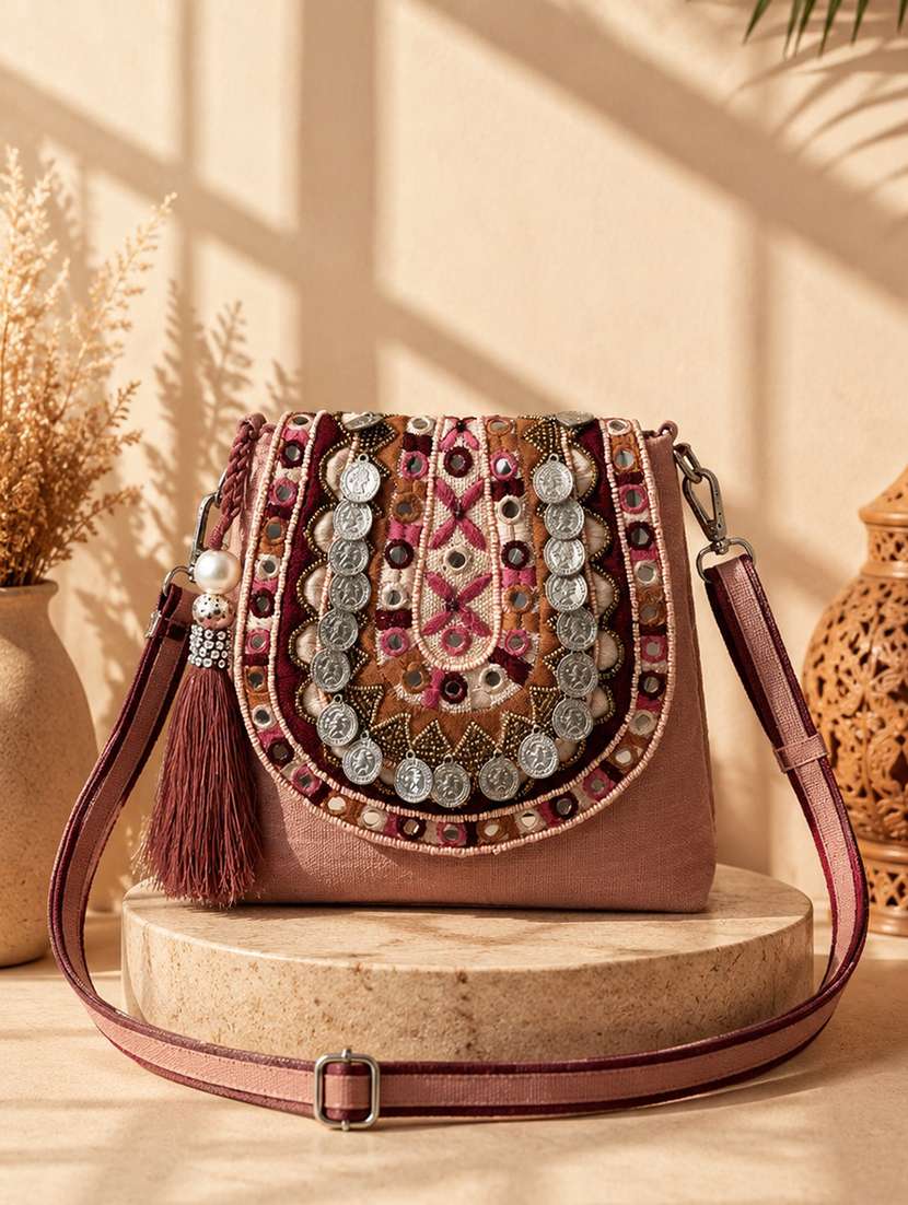 women embroidered sling bag
