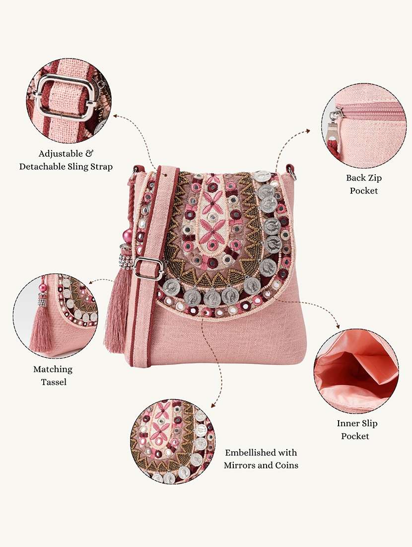 women embroidered sling bag - 22590556 -  Standard Image - 5