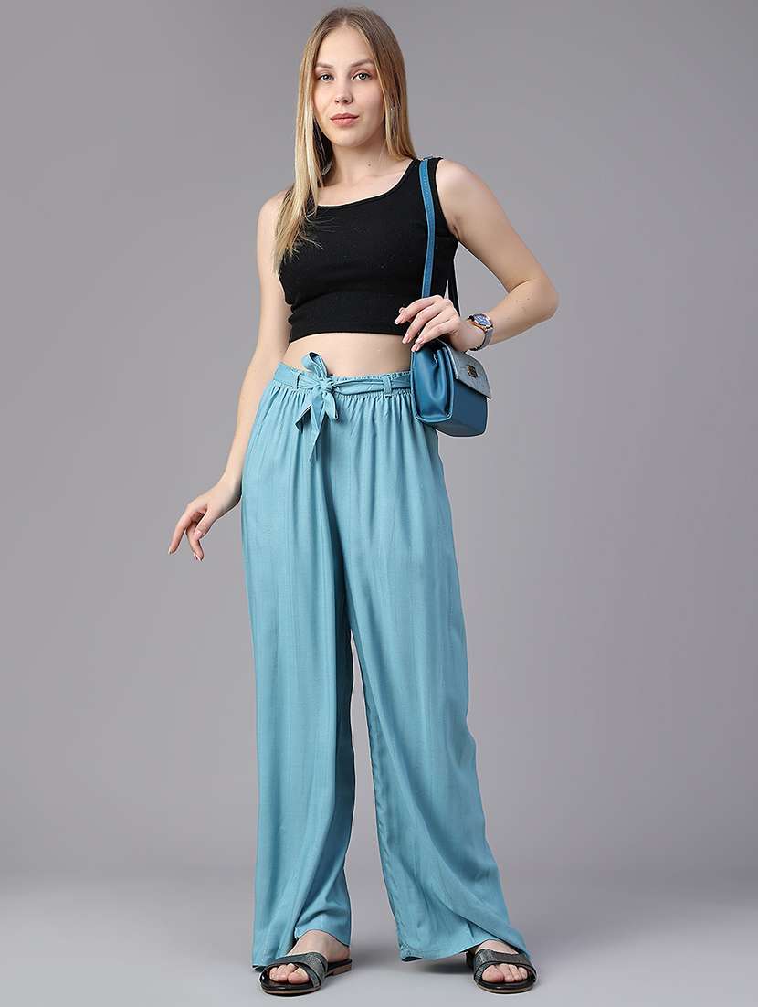 women self design high rise wide leg trouser