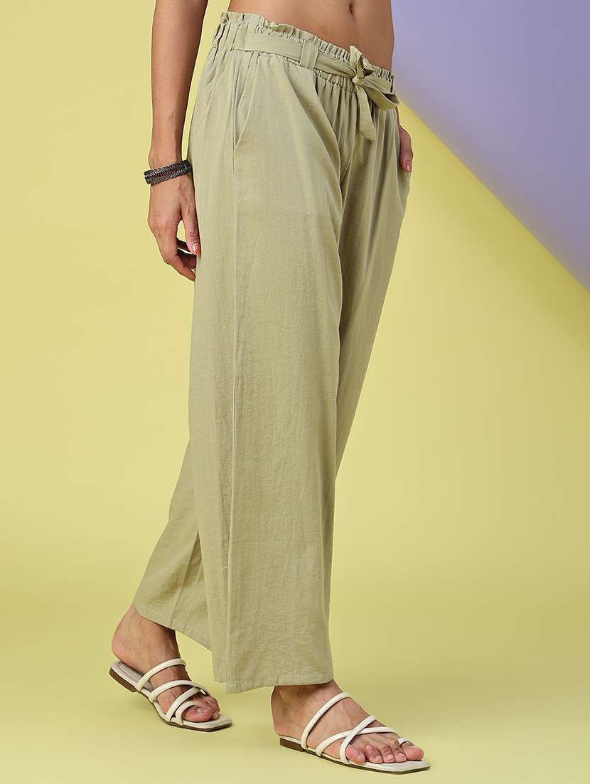 Women Solid High Rise Straight Trouser - 22590599 -  Standard Image - 3