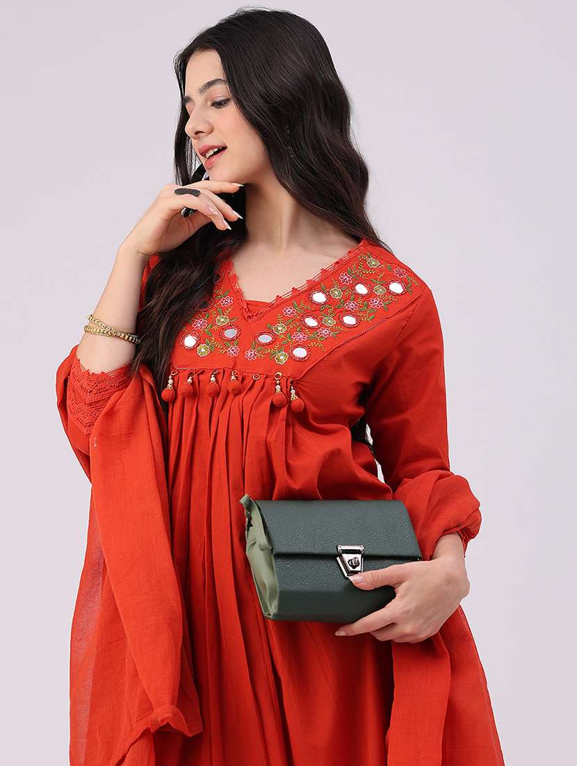 Women Embroidered Three Quarter Sleeve Kurta Pant With Dupatta Set - 22590627 -  Standard Image - 3