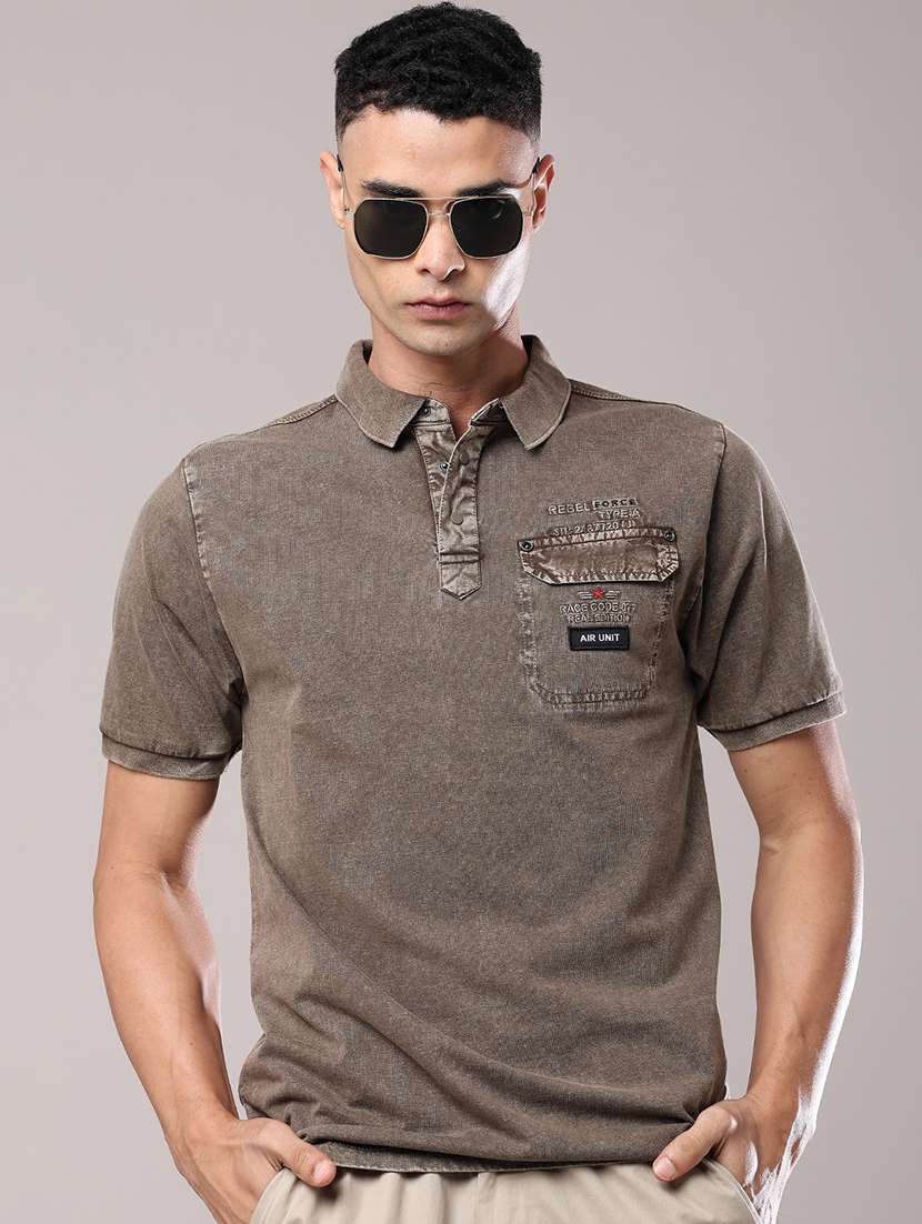 men solid short sleeves polo t-shirt