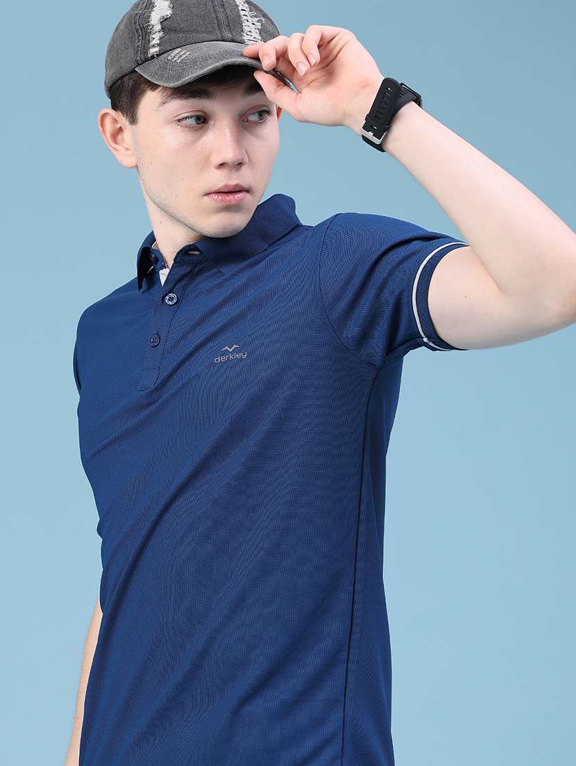 men solid short sleeve slim fit polo t-shirt