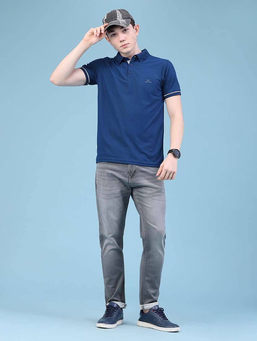 Men Solid Short Sleeve Slim Fit Polo T-shirt - 22590776 -  Standard Image - 5