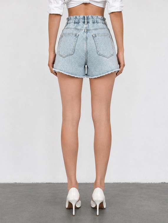 women washed high rise denim shorts - 22590819 -  Standard Image - 3