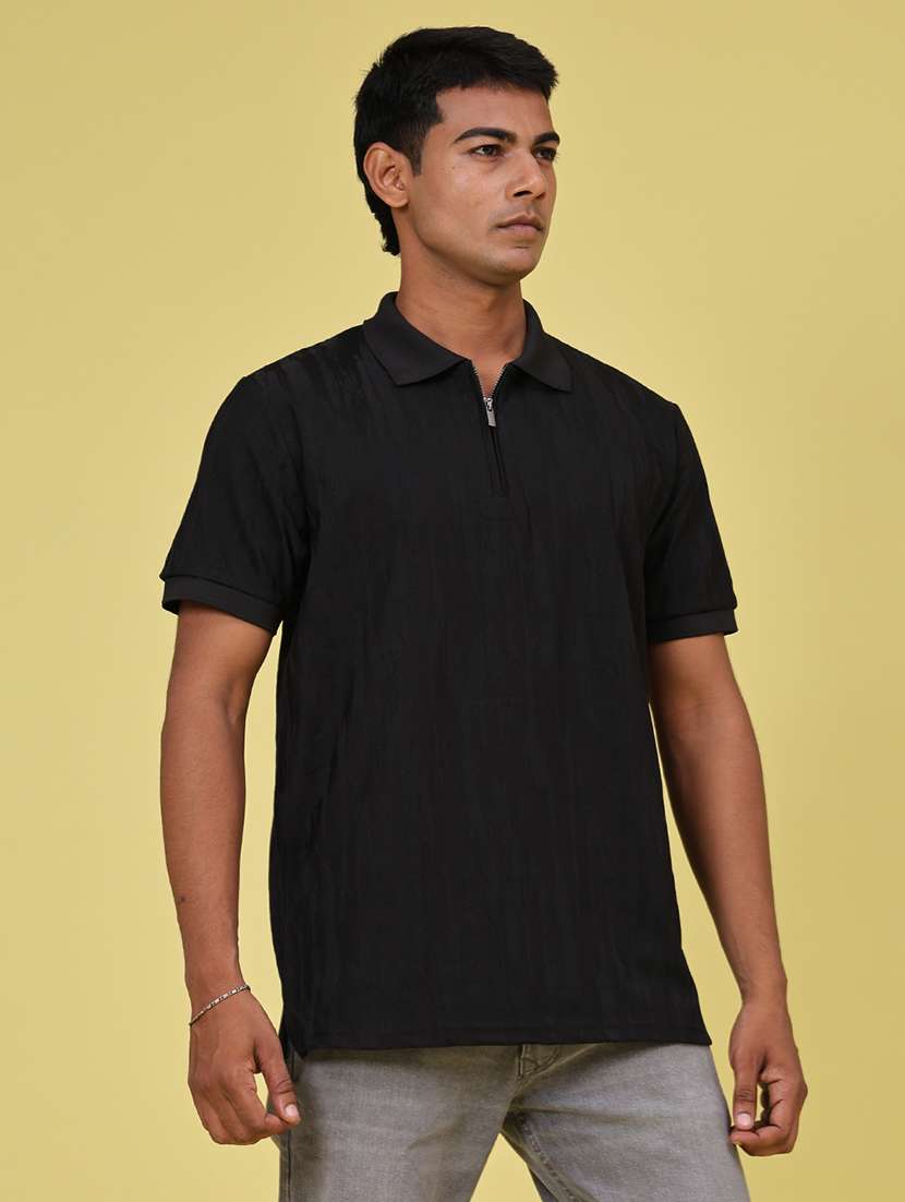Men Self Design Short Sleeve Regular Fit Polo T-shirt - 22591368 -  Standard Image - 3