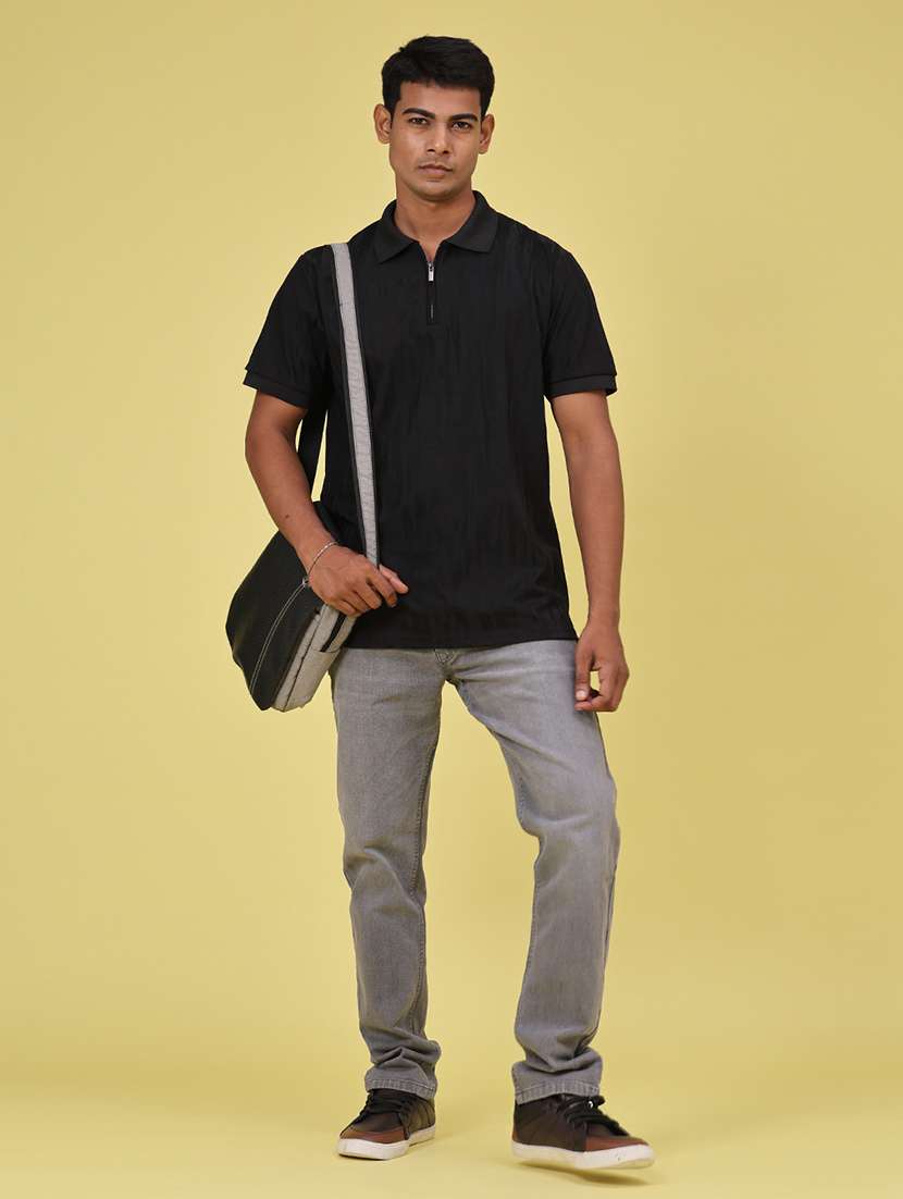Men Self Design Short Sleeve Regular Fit Polo T-shirt - 22591368 -  Standard Image - 5