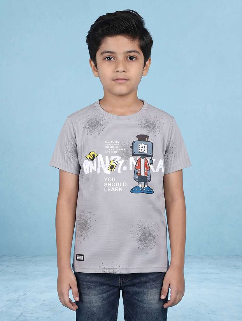 boys printed short sleeves regular fit t-shirt