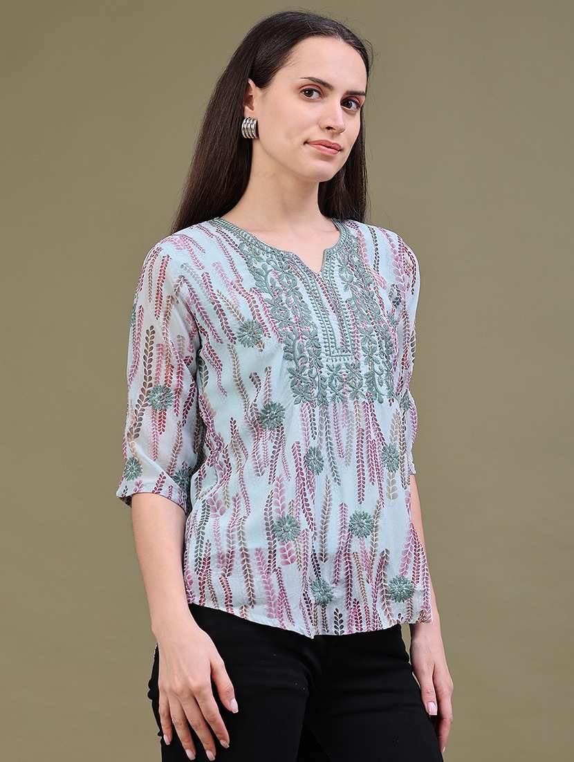 Women Printed Three Quarter Sleeves Regular Top - 22591991 -  Standard Image - 3