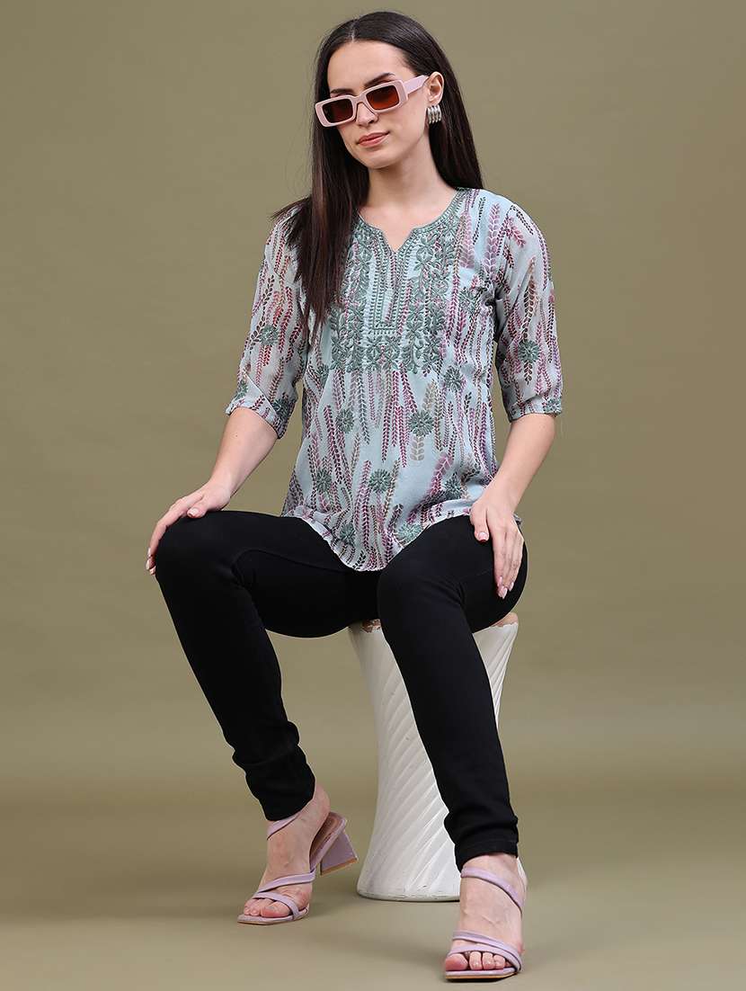Women Printed Three Quarter Sleeves Regular Top - 22591991 -  Standard Image - 5