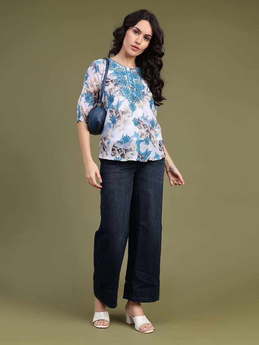 Women Printed Three Quarter Sleeves Regular Top - 22591993 -  Standard Image - 5
