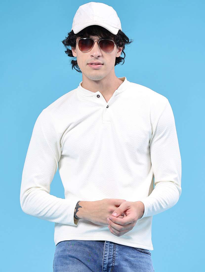 men self design long sleeves regular fit t-shirt