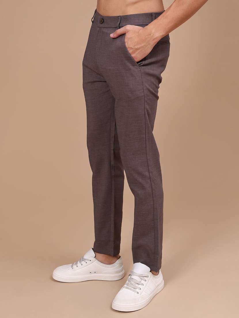 Men Solid Mid Rise Chinos Casual Trouser - 22592271 -  Standard Image - 3