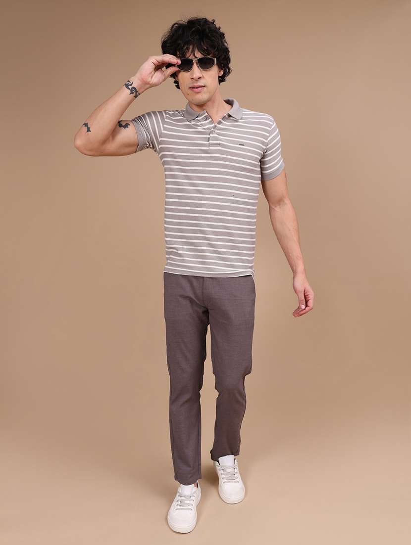 Men Solid Mid Rise Chinos Casual Trouser - 22592271 -  Standard Image - 5