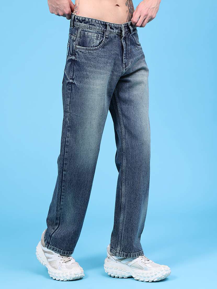 Men Washed Mid Rise Full Length Straight Jeans - 22592281 -  Standard Image - 3