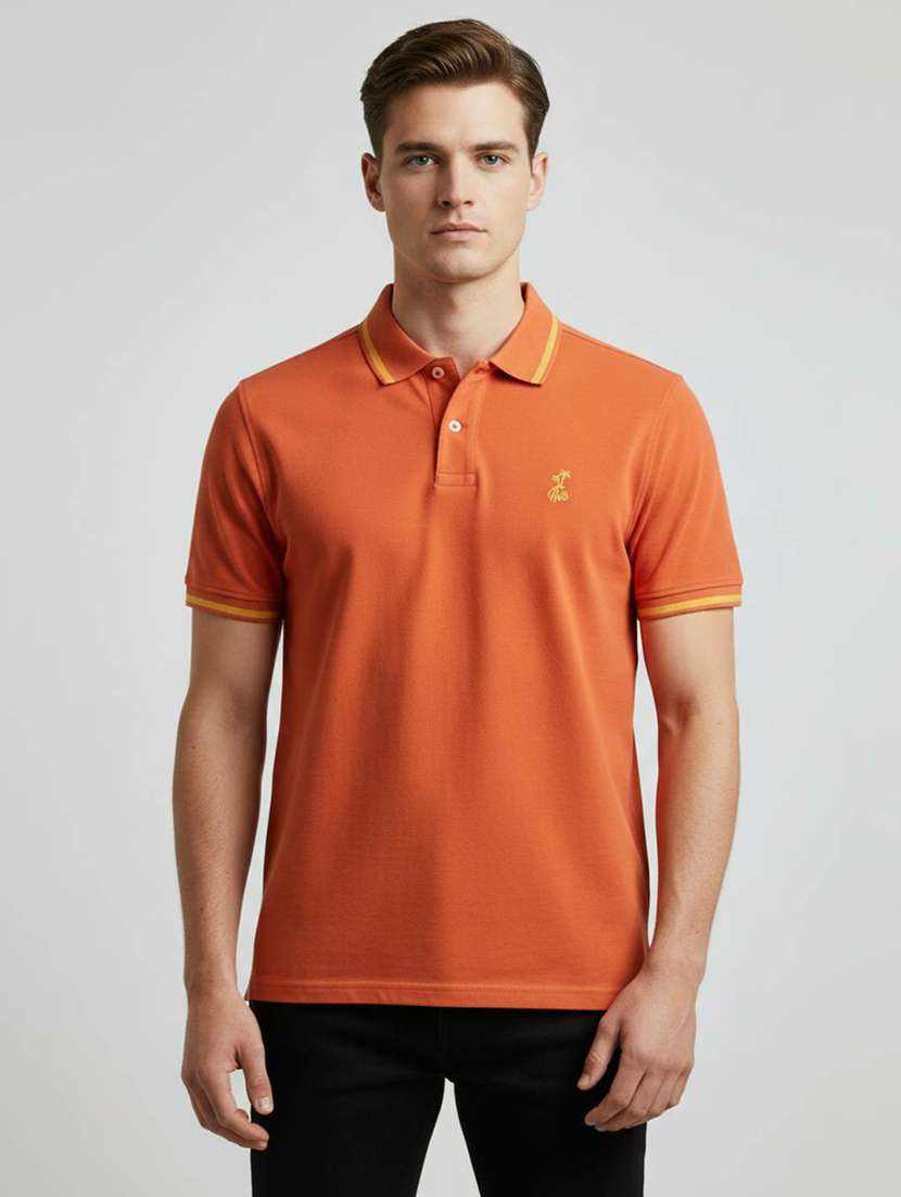 men solid short sleeve regular fit polo t-shirt