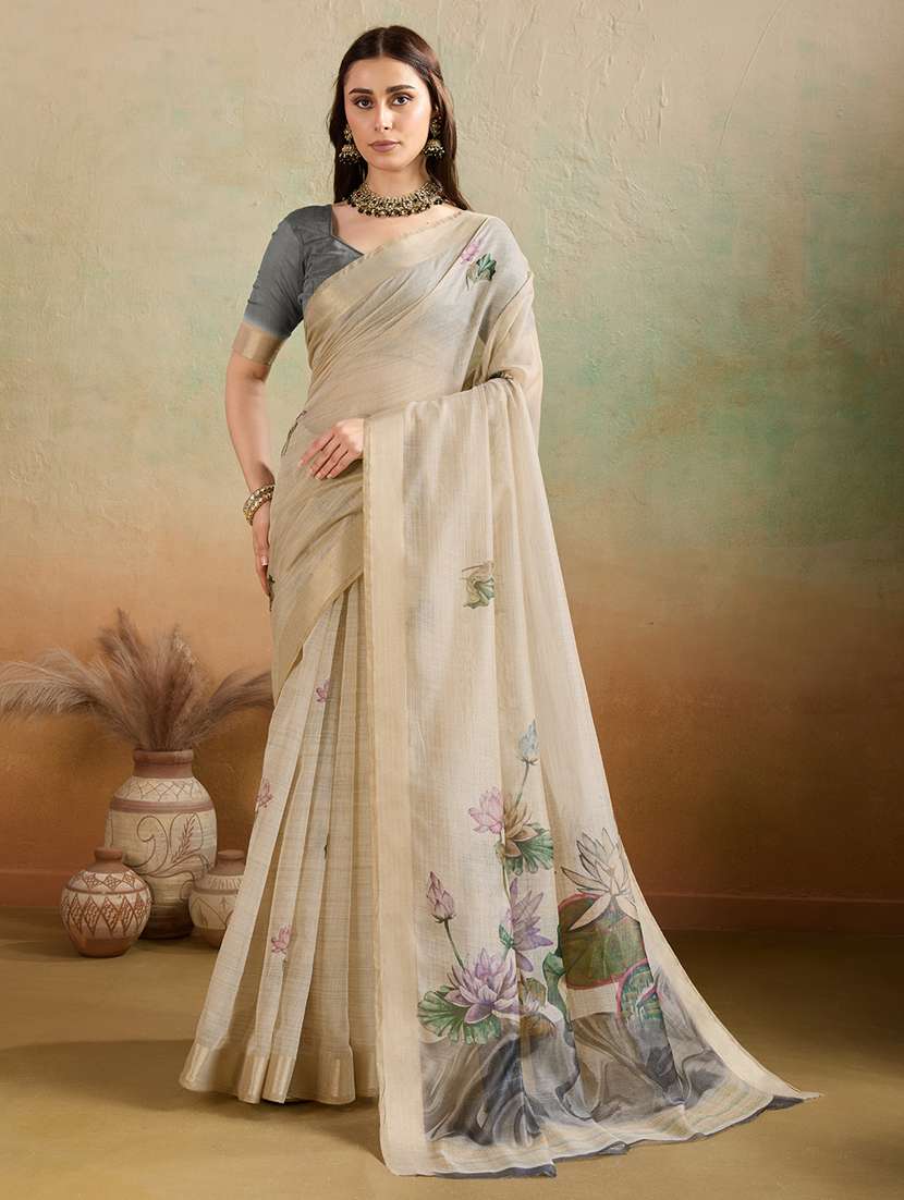 women floral printed saree with blouse