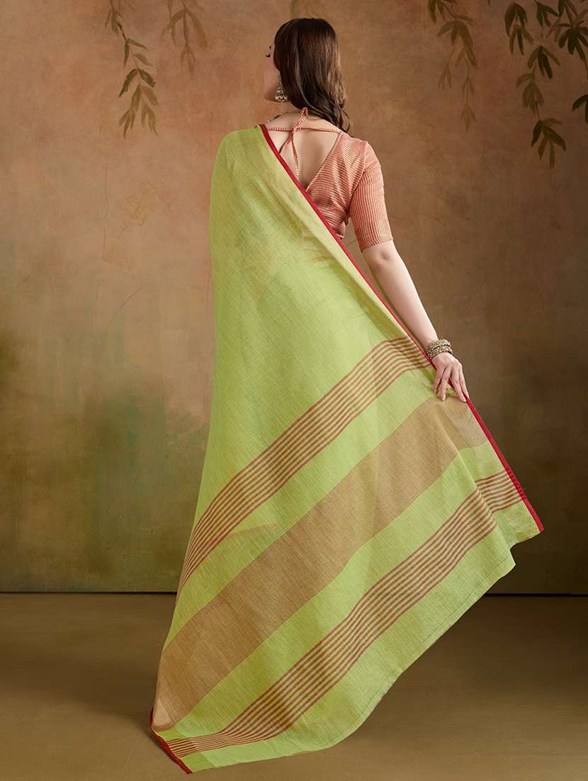 Women Solid Plain Saree With Blouse - 22592446 -  Standard Image - 3