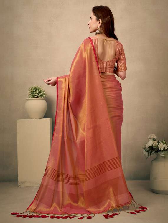 women solid plain saree with blouse - 22592538 -  Standard Image - 3