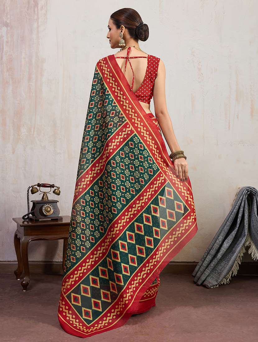 women printed casual wear saree with blouse - 22592549 -  Standard Image - 3