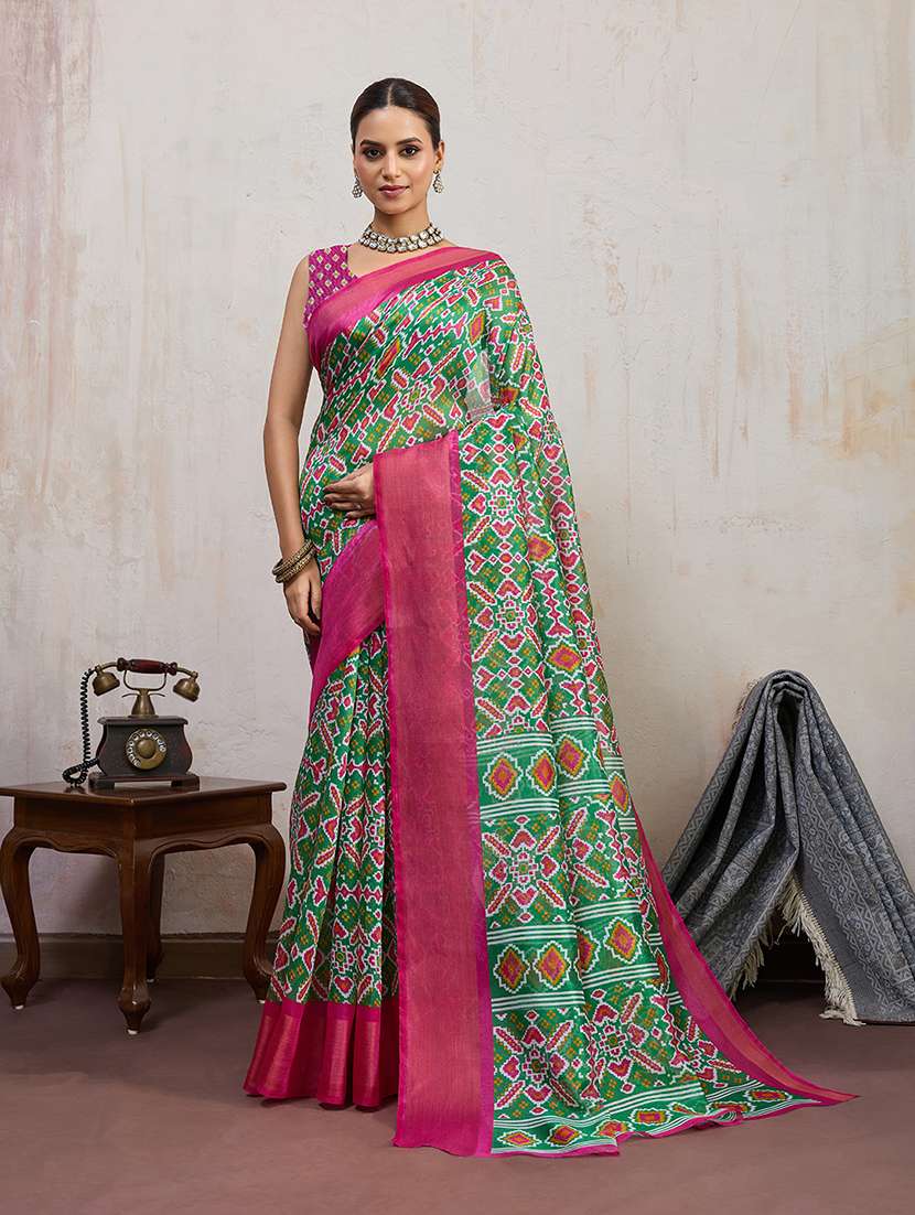 women printed patola saree with blouse