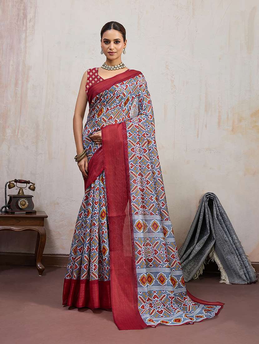 women printed patola saree with blouse