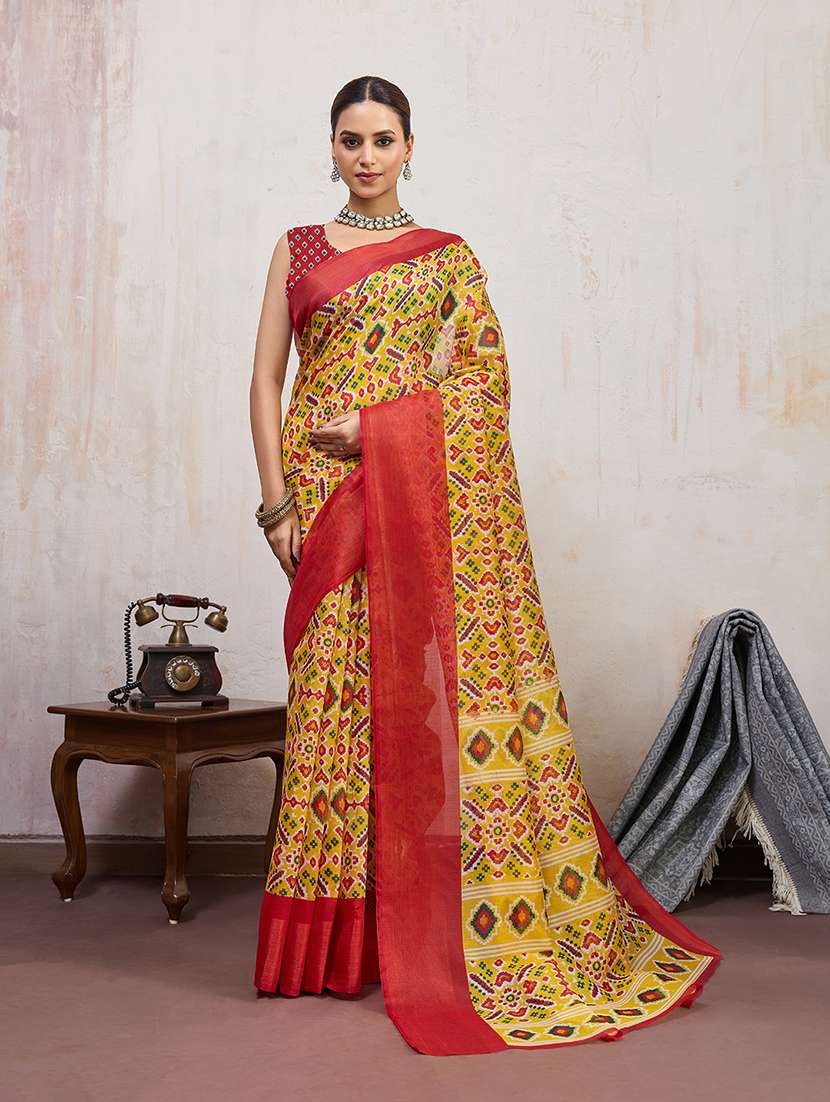 women printed patola saree with blouse