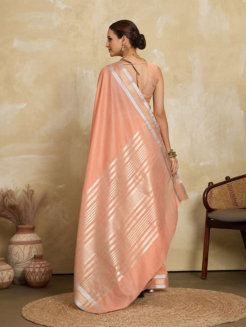 women solid with bordered saree with blouse - 22592577 -  Standard Image - 3