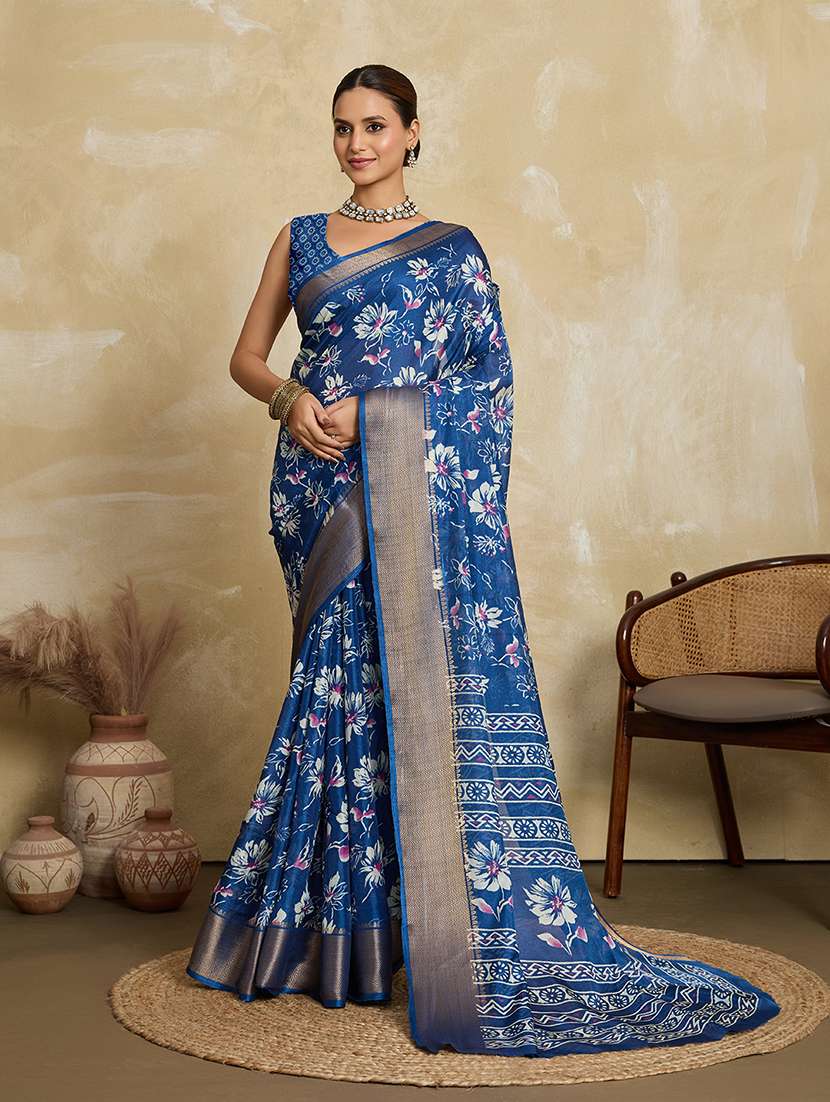 women floral printed saree with blouse