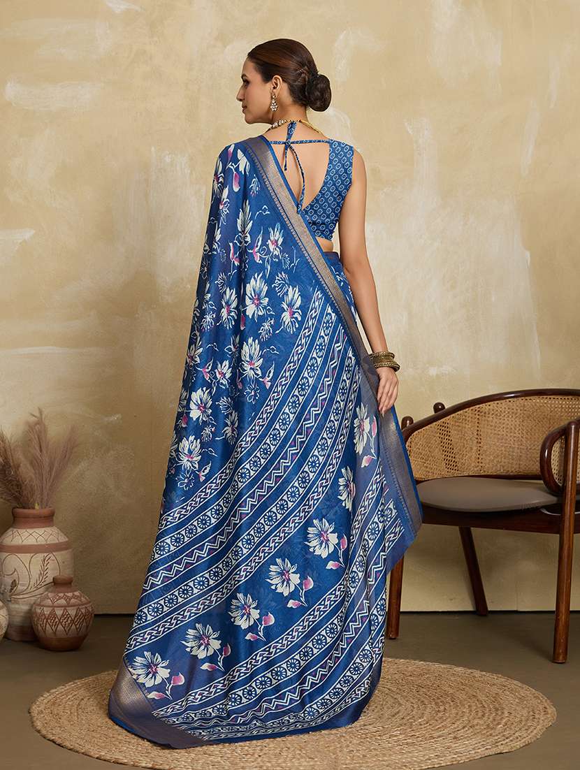 women floral printed saree with blouse - 22592598 -  Standard Image - 3