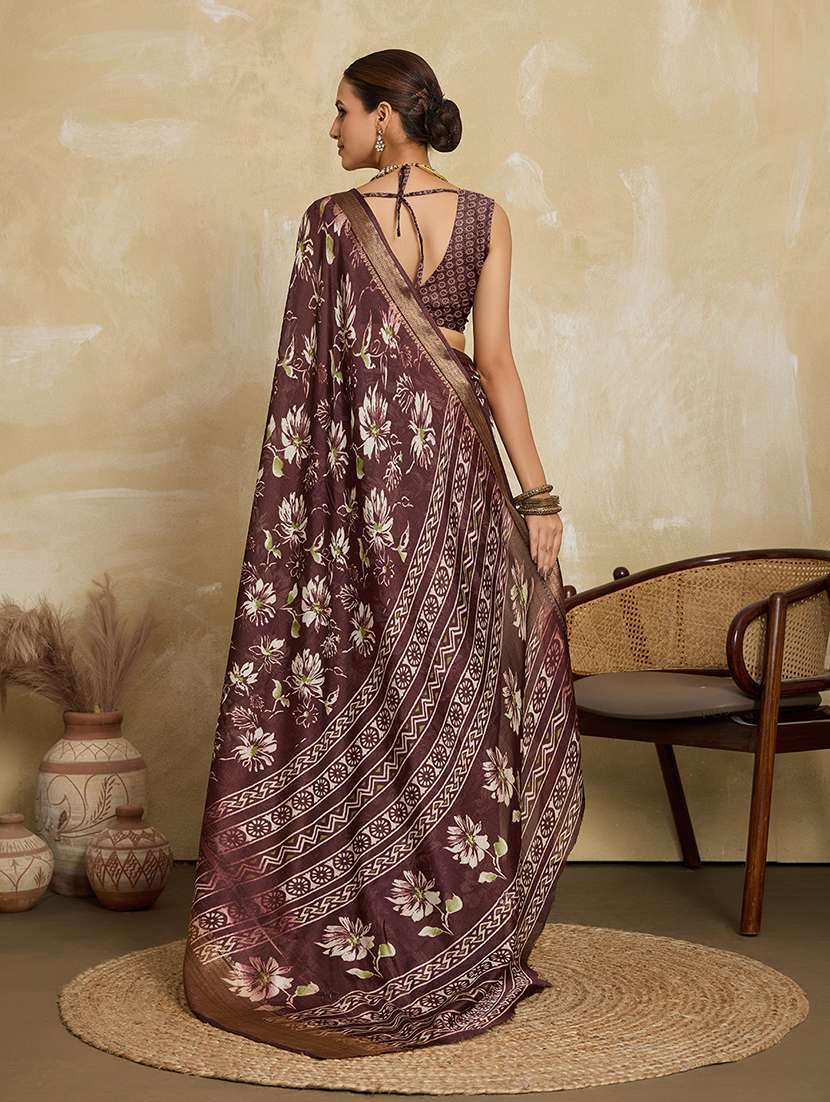women floral printed saree with blouse - 22592599 -  Standard Image - 3
