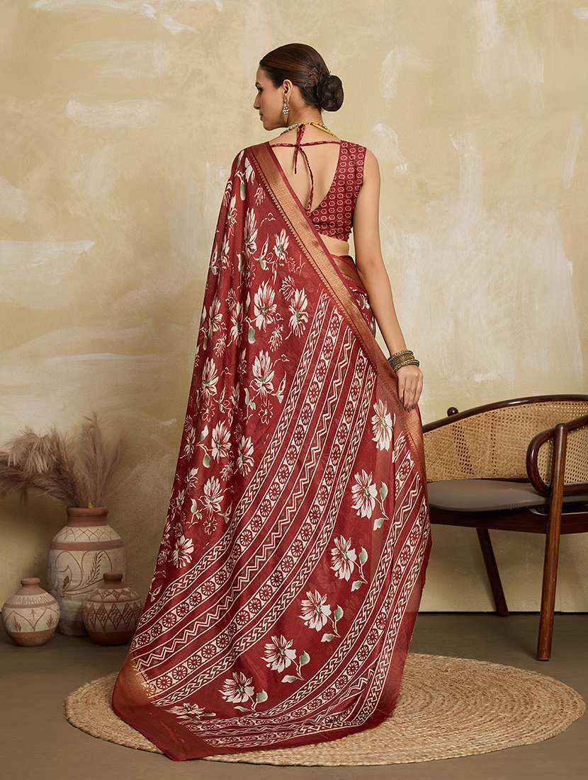 women floral printed saree with blouse - 22592602 -  Standard Image - 3