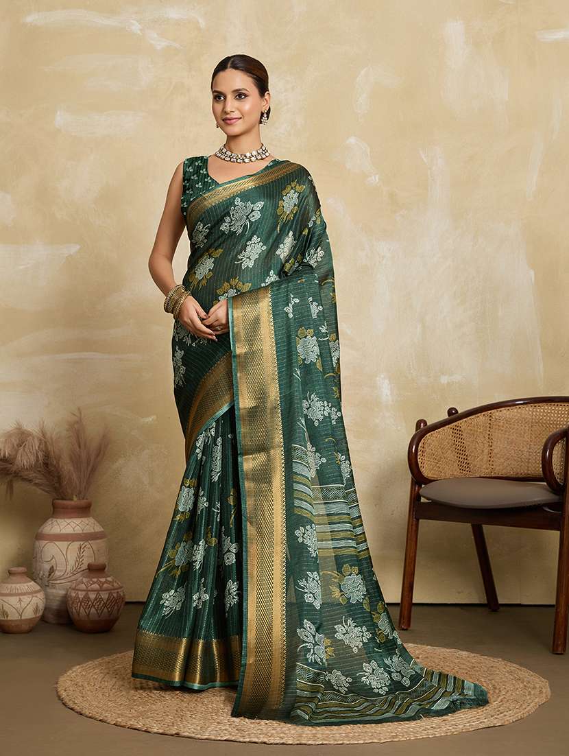 women floral printed saree with blouse