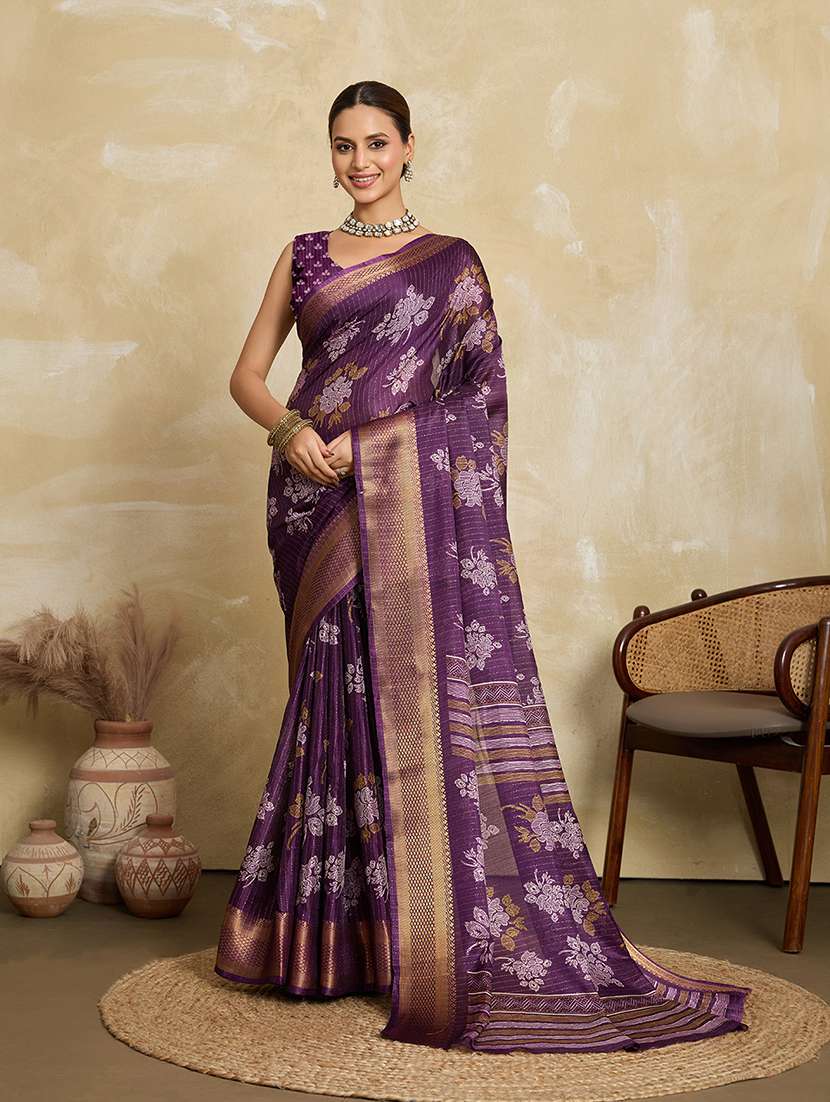 women floral printed saree with blouse