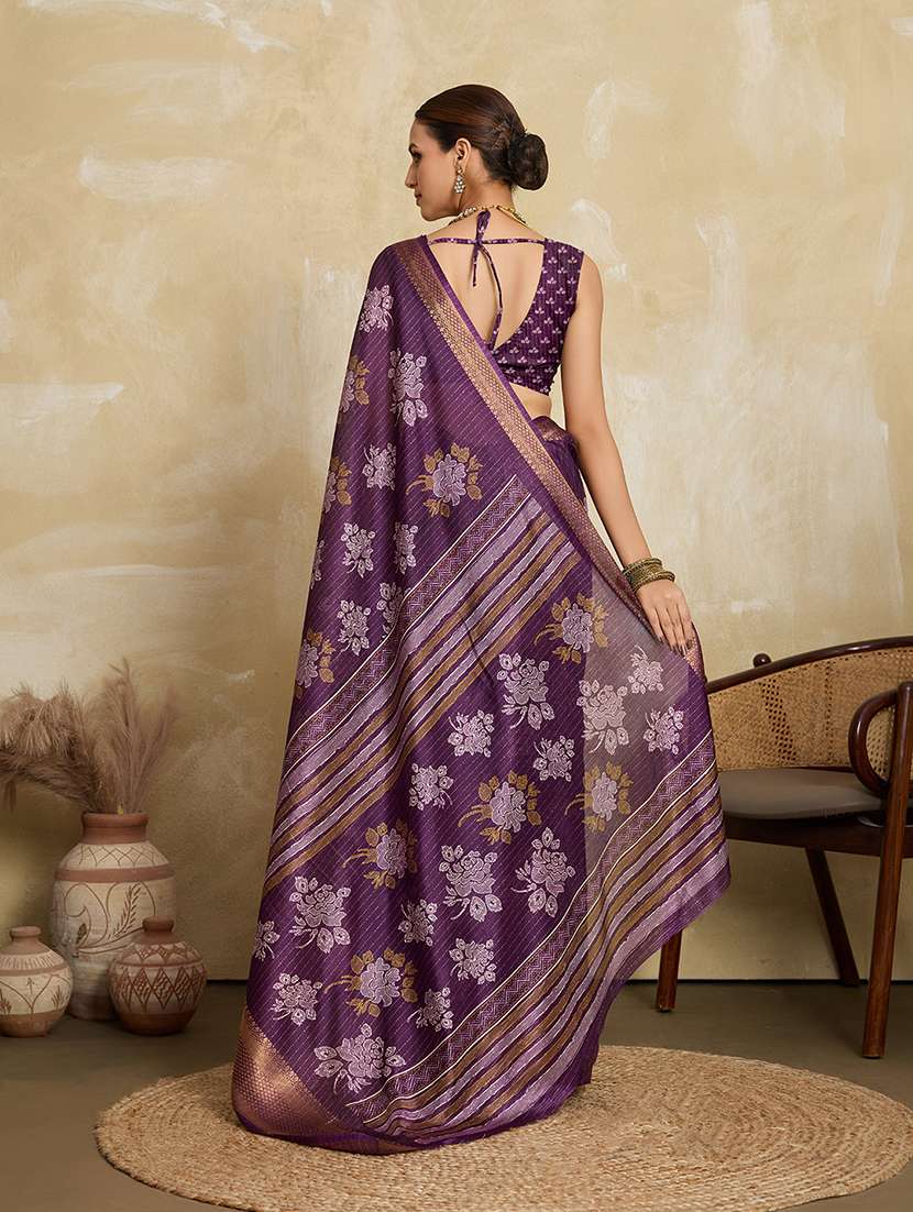 women floral printed saree with blouse - 22592609 -  Standard Image - 3