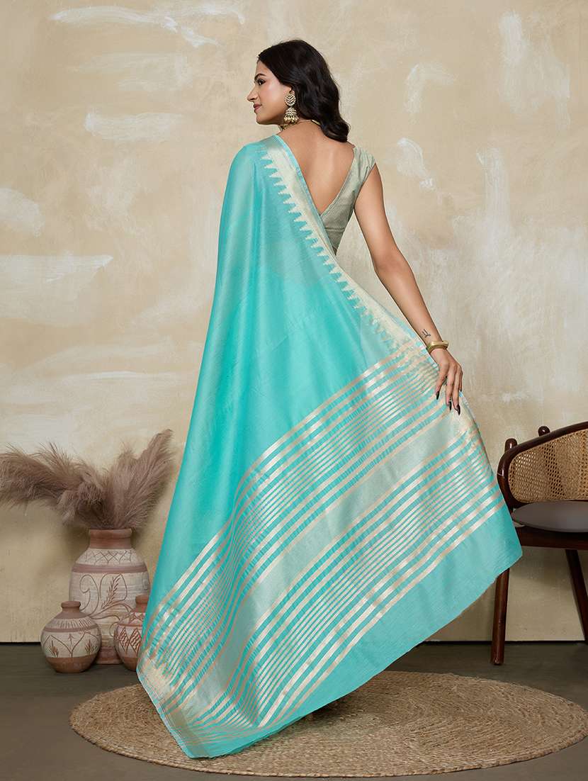 women solid with bordered saree with blouse - 22592635 -  Standard Image - 3