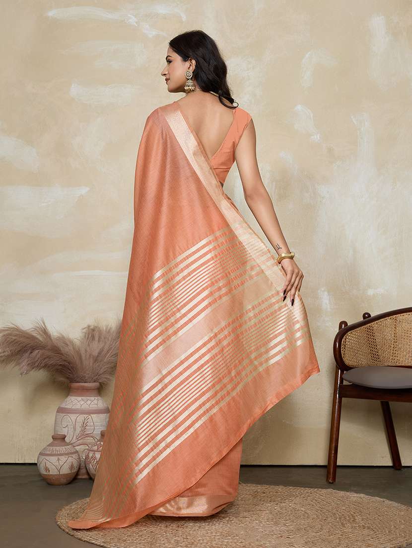 women solid with bordered saree with blouse - 22592648 -  Standard Image - 3