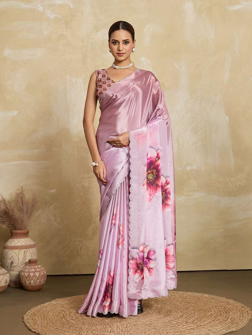 women floral printed saree with blouse