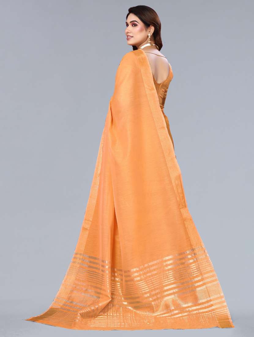 Women Solid With Bordered Saree With Blouse - 22592726 -  Standard Image - 3