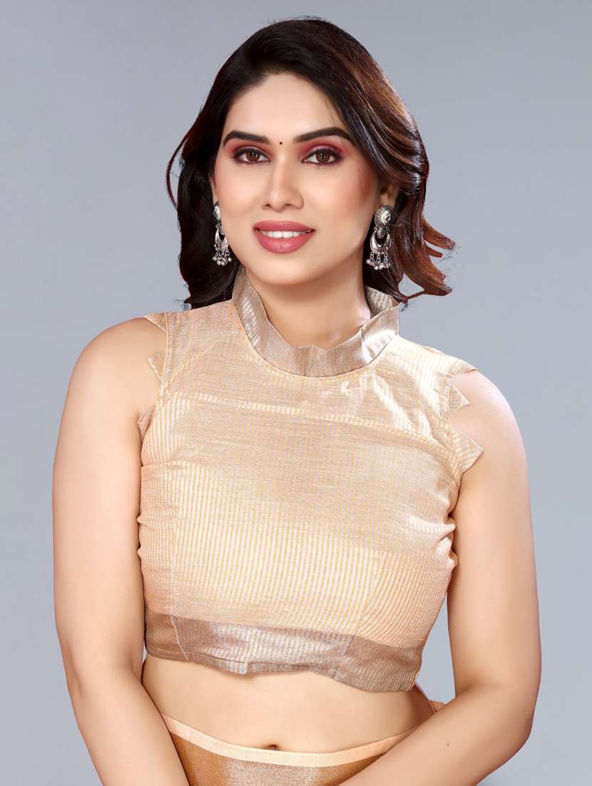 Women Solid With Bordered Saree With Blouse - 22592744 -  Standard Image - 5