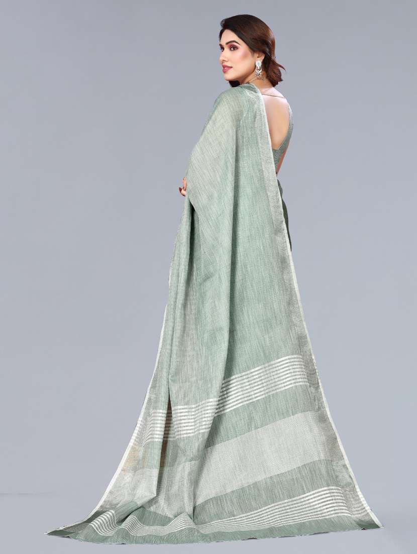 women solid with bordered saree with blouse - 22592751 -  Standard Image - 3