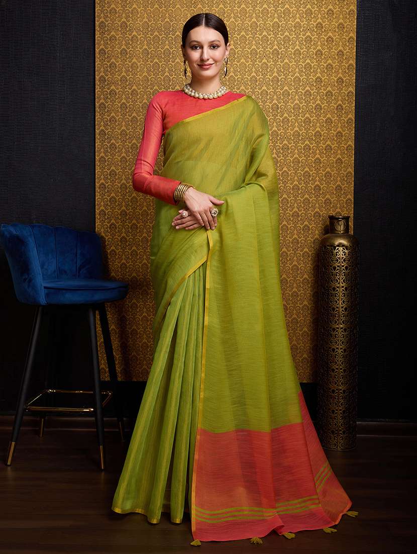 women solid plain saree with blouse