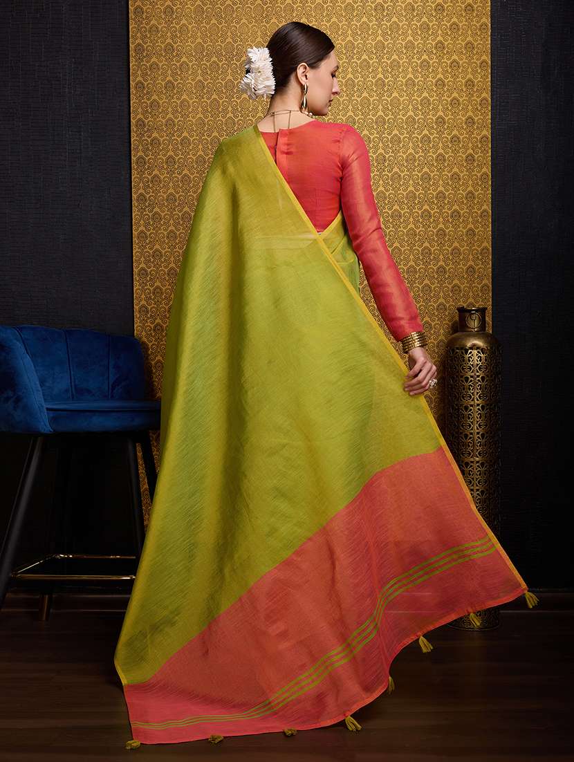 women solid plain saree with blouse - 22592757 -  Standard Image - 3