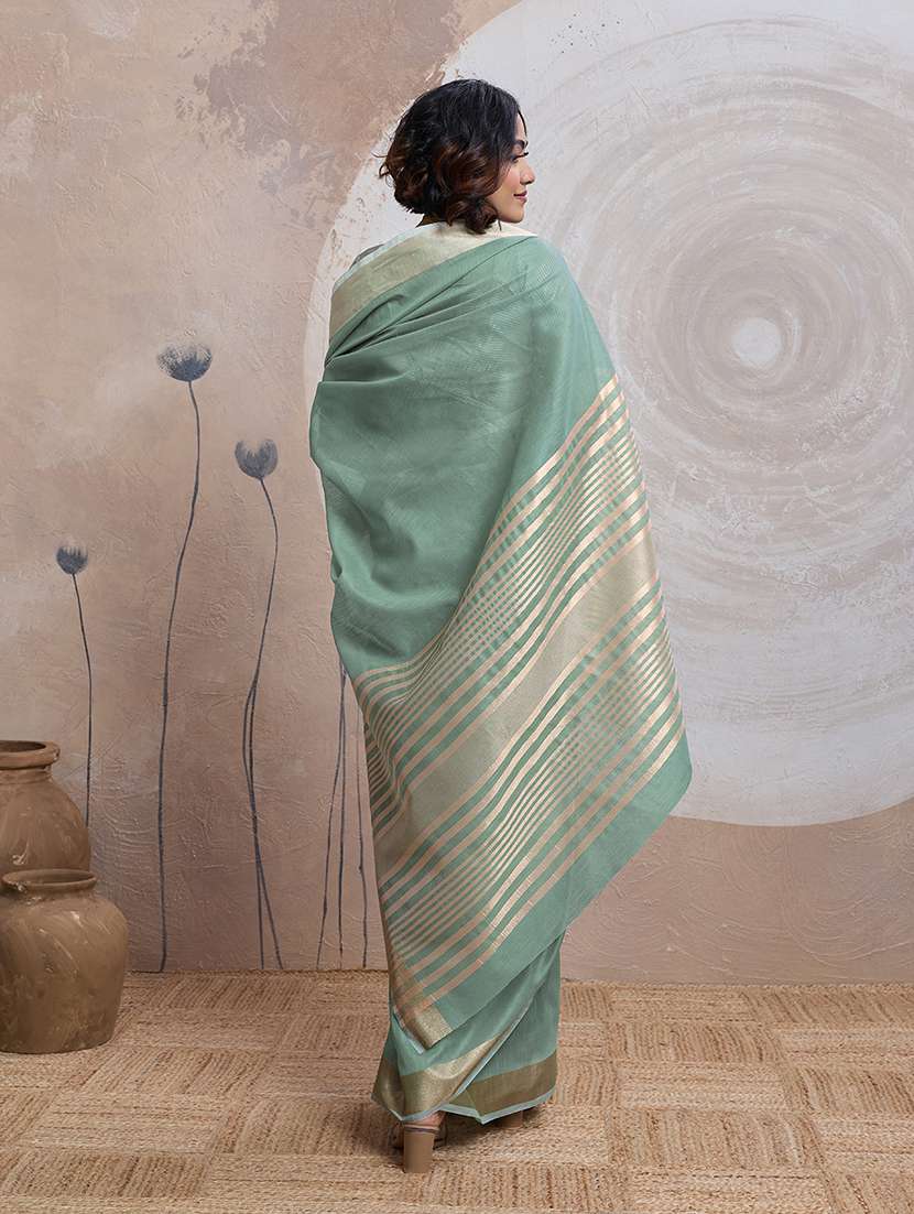 Women Solid With Bordered Saree With Blouse - 22592883 -  Standard Image - 3