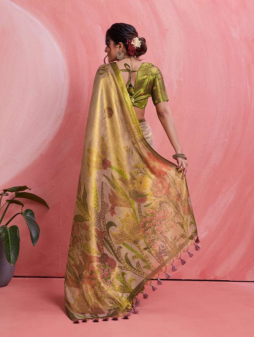 Women Printed Saree With Blouse - 22592884 -  Standard Image - 3