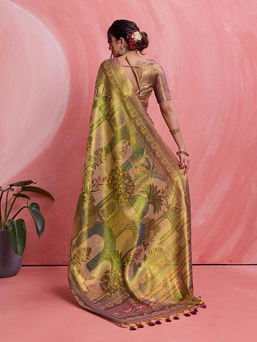 women printed saree with blouse - 22592889 -  Standard Image - 3