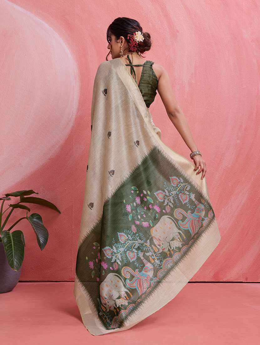 women printed casual wear saree with blouse - 22592921 -  Standard Image - 3