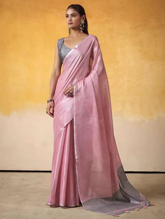 women solid plain saree with blouse