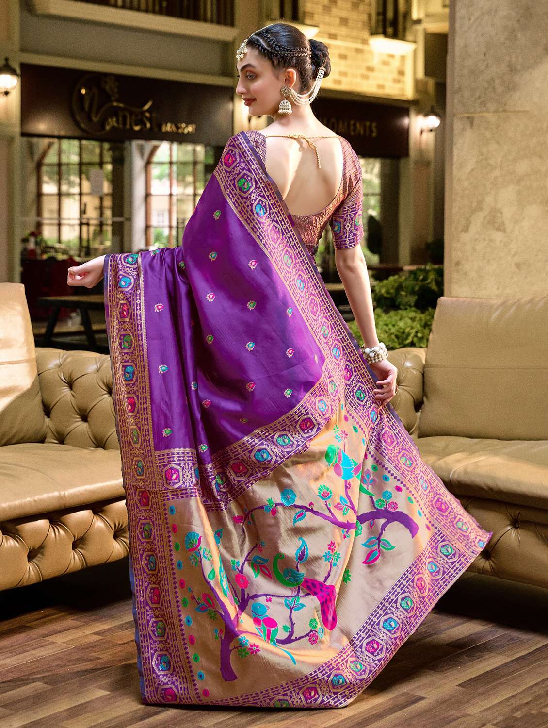 women self design paithani saree with blouse - 22593060 -  Standard Image - 3
