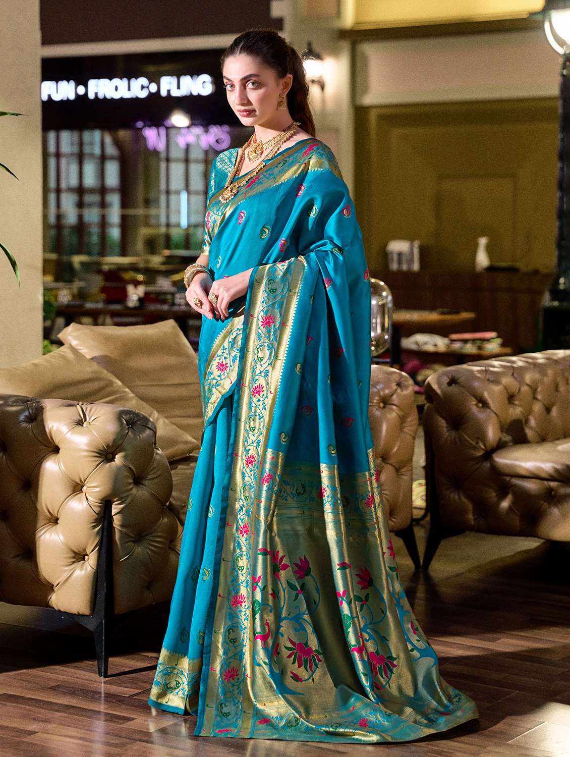 women self design paithani saree with blouse - 22593070 -  Standard Image - 3